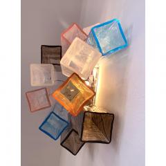  SimoEng 21st Century Multicolored Squared Murano Glass Wall Sconces a Pair - 3520155