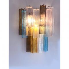  SimoEng 21st Century Multicolored Squared Murano Glass Wall Sconces a Pair - 3520161