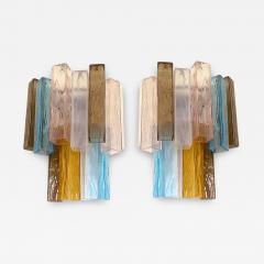 SimoEng 21st Century Multicolored Squared Murano Glass Wall Sconces a Pair - 3521342