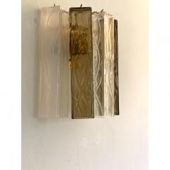  SimoEng 21st Century Transparent and Fum Squared Murano Glass Wall Sconces a Pair - 3711541