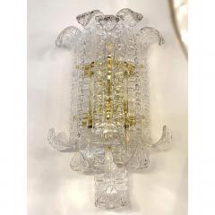  SimoEng A Pair of Contemporary Transparent Lingue Murano Glass Wall Lamp - 4028681