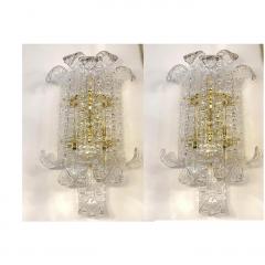  SimoEng A Pair of Contemporary Transparent Lingue Murano Glass Wall Lamp - 4028689