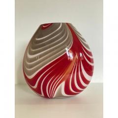  SimoEng Abstarct Vase in Milky White Murano Style Glass With Red and Beige Reeds - 3346083