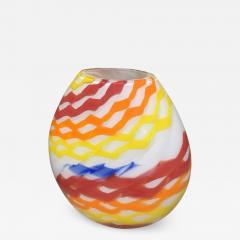 SimoEng Abstract Vase in Milky White Murano Glass Attributed With Colored Reeds - 3347915