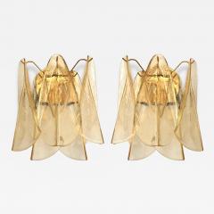  SimoEng Amber Rondini Murano Glass Gold Wall Sconces by Simoeng Set of 2 - 4689293
