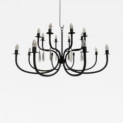  SimoEng Chandelier in Matte Black Metal 20 Lights Wrought Iron Florentine Art - 2828773