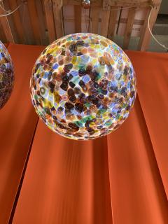  SimoEng Contempoarary Milky White Sphere in Murano Style Glass With Multicolored Murrine - 2830742