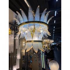  SimoEng Contemporary Belt Opalino Palmette Murano Glass Chandelier - 3677422