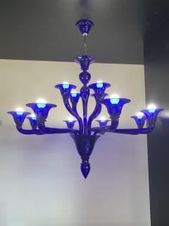  SimoEng Contemporary Blue Murano Attributed Glass Chandelier - 2830830
