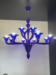 SimoEng Contemporary Blue Murano Attributed Glass Chandelier - 2830833