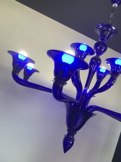  SimoEng Contemporary Blue Murano Attributed Glass Chandelier - 2830839