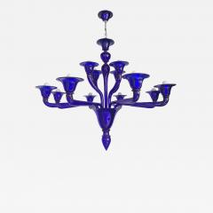  SimoEng Contemporary Blue Murano Attributed Glass Chandelier - 2839725