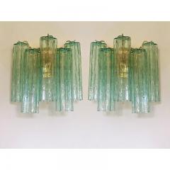  SimoEng Contemporary Green Tronchi Murano Glass Wall Sconce in Venini Style a Pair - 3520222