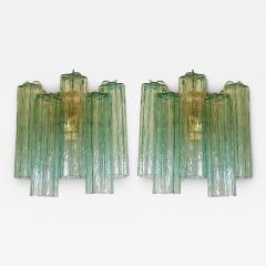  SimoEng Contemporary Green Tronchi Murano Glass Wall Sconce in Venini Style a Pair - 3521349