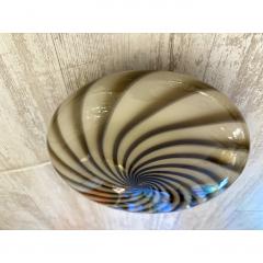  SimoEng Contemporary Italian Milky White and Brown Swirls Murano Glass - 4207470