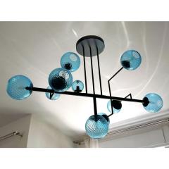  SimoEng Contemporary Light Blue Spheres Murano Glass Sputnik Chandelier by Simoeng - 4350056