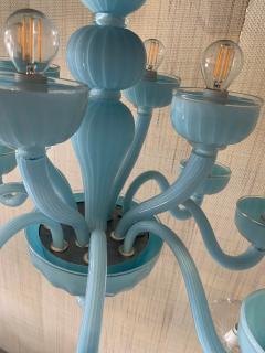  SimoEng Contemporary Matte Light Blue Murano Style Glass Chandelier - 2830764