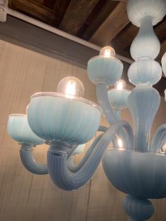  SimoEng Contemporary Matte Light Blue Murano Style Glass Chandelier - 2830766