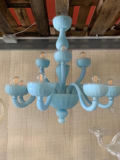  SimoEng Contemporary Matte Light Blue Murano Style Glass Chandelier - 2830767