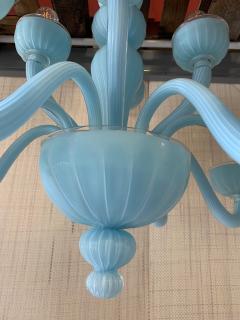  SimoEng Contemporary Matte Light Blue Murano Style Glass Chandelier - 2830768