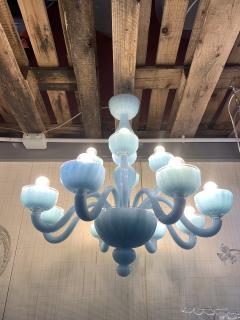  SimoEng Contemporary Matte Light Blue Murano Style Glass Chandelier - 2830769