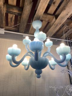  SimoEng Contemporary Matte Light Blue Murano Style Glass Chandelier - 2830772