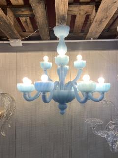  SimoEng Contemporary Matte Light Blue Murano Style Glass Chandelier - 2830775