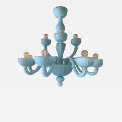  SimoEng Contemporary Matte Light Blue Murano Style Glass Chandelier - 2839720
