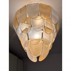  SimoEng Contemporary Modern Sanded Amber Petals Murano Style Glass Chandelier - 4086680