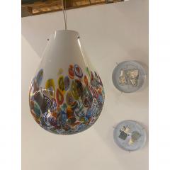  SimoEng Contemporary Murano Style White With Murrise MultiColors Pendant - 4030542
