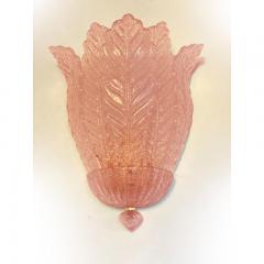  SimoEng Contemporary Pink Murano Glass Leaf Wall Sconces a Pair - 3573250