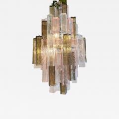  SimoEng Contemporary Pink and Fum Squared Bark Murano Glass - 4209830
