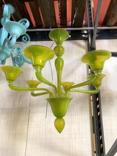 SimoEng Contemporary Translucent Apple Green Murano Style Glass Chandelier - 2830975