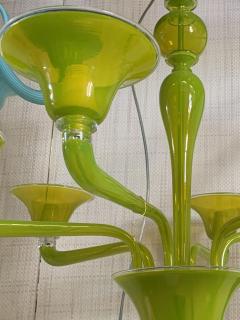  SimoEng Contemporary Translucent Apple Green Murano Style Glass Chandelier - 2830981