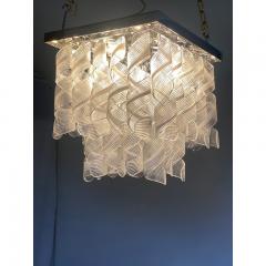  SimoEng Contemporary Trasparent and White Ricci Curles Murano Glass in Mazzega Style - 3744559