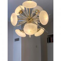  SimoEng Contemporary Triedro and White Murano Glass Sputnik Gold Chandelier - 3711638