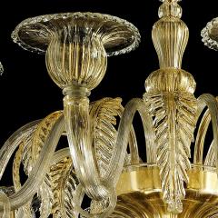  SimoEng Contemporary Venetian Gold Murano Style Glass Chandelier With Leaves - 4028309