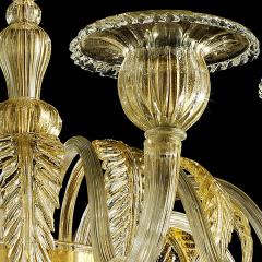  SimoEng Contemporary Venetian Gold Murano Style Glass Chandelier With Leaves - 4028310