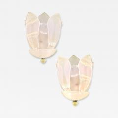  SimoEng Contemporary Venetian Sanded Murano Glass Floreal Wall Sconces Set of Two - 4209768