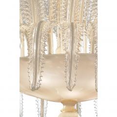  SimoEng Contemporary Venetian White and Gold Leaves Murano Style Glass Chandelier - 4027559