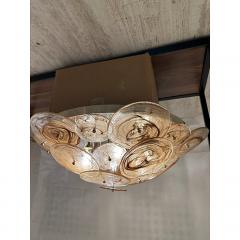  SimoEng Contemporary Venied Brown Disks Murano Glass Style Flush Mount - 4209051