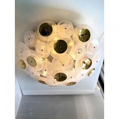  SimoEng Contemporary Venied White Disks Murano Glass Flush Mount by Simoeng - 3744589