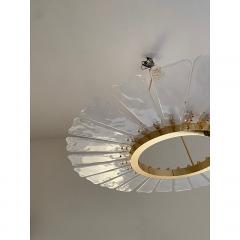  SimoEng Contemporary Venied White Marguerite Murano Style Glass Gold Chandelier - 4029402