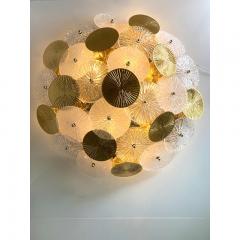  SimoEng Contemporary Water Lily Brass and Murano Glass Sputnik Flush Mount - 3744472