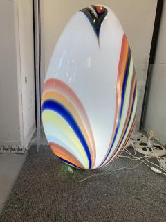  SimoEng Contemporary White Egg Lamp in Murano Style Glass With Multicolored Reeds - 2830746