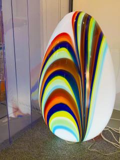  SimoEng Contemporary White Egg Lamp in Murano Style Glass With Multicolored Reeds - 2830748