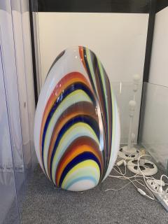  SimoEng Contemporary White Egg Lamp in Murano Style Glass With Multicolored Reeds - 2830752