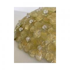  SimoEng Early 21st Century Gold Flowers Murano Glass Flush Mount - 3232758