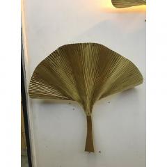  SimoEng Fan Leaf Motif Gold Metal Wall Sconces a Pair - 3645996