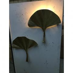  SimoEng Fan Leaf Motif Gold Metal Wall Sconces a Pair - 3645997